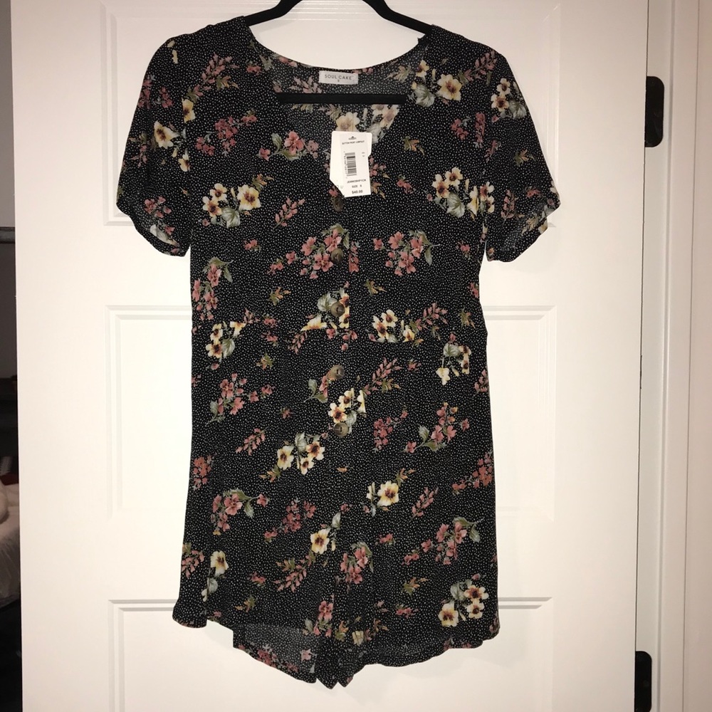 Polka dot/ floral romper